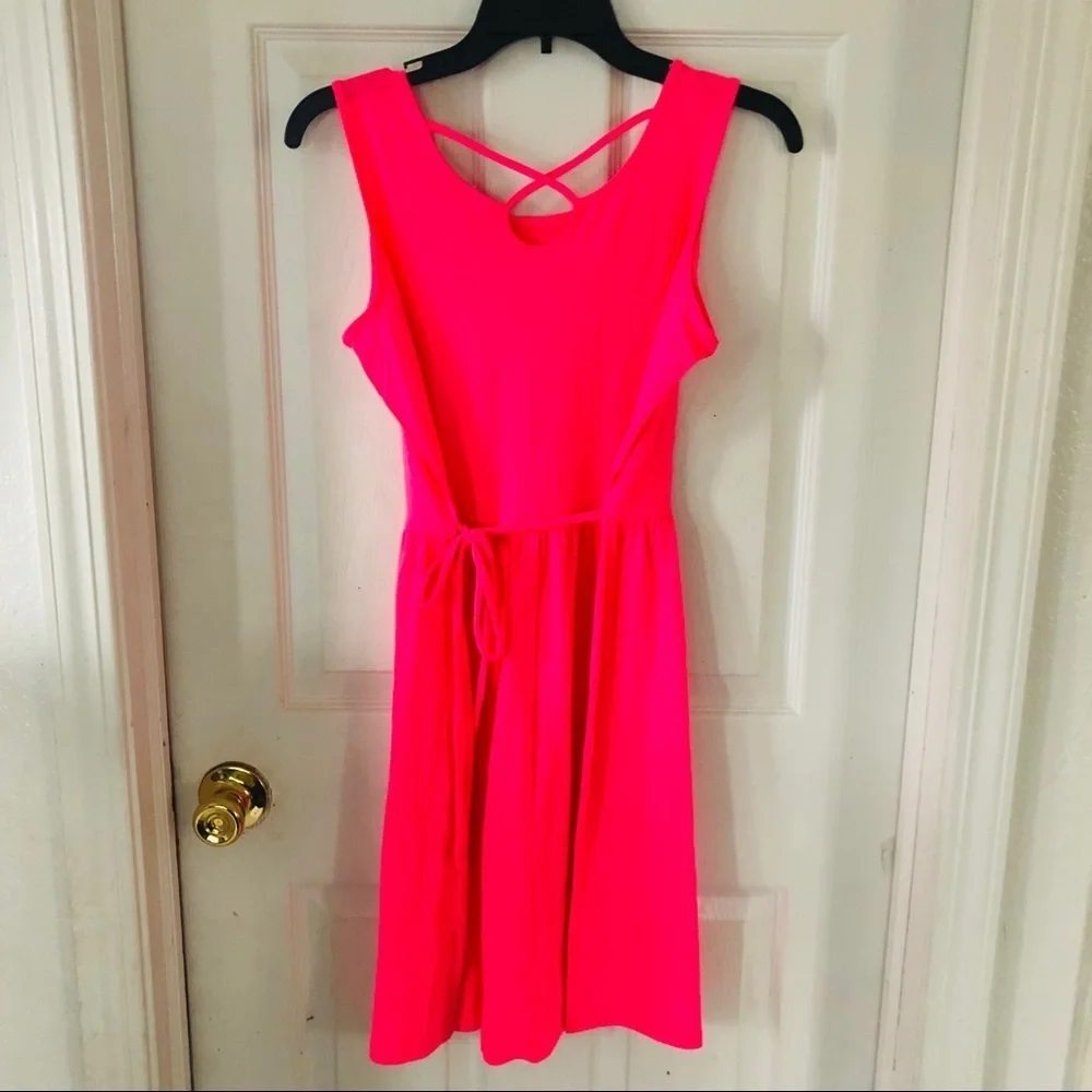 NWOT justice neon pink glitter cat kitty maxi sleeveless dress Size 18 / 20